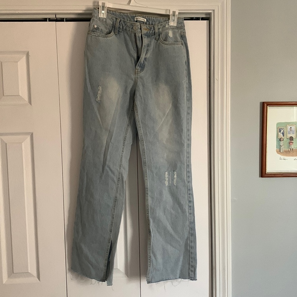 Avec les filles high waisted slit jeans